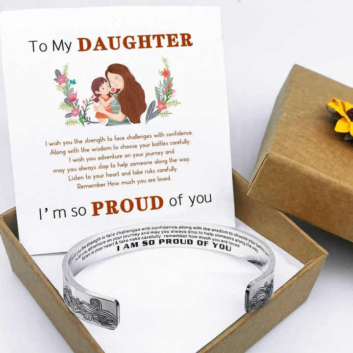 For Daughter I Am So Proud Of You Wave Cuff Bracelet