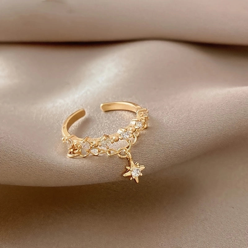 Copper Tassel Charm Rings Open Rings