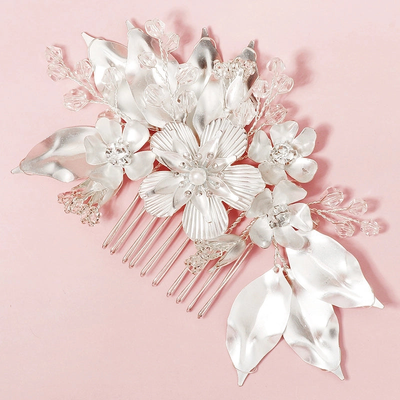 Elegant Bridal Women’s Flower Alloy Diamond Insert Comb