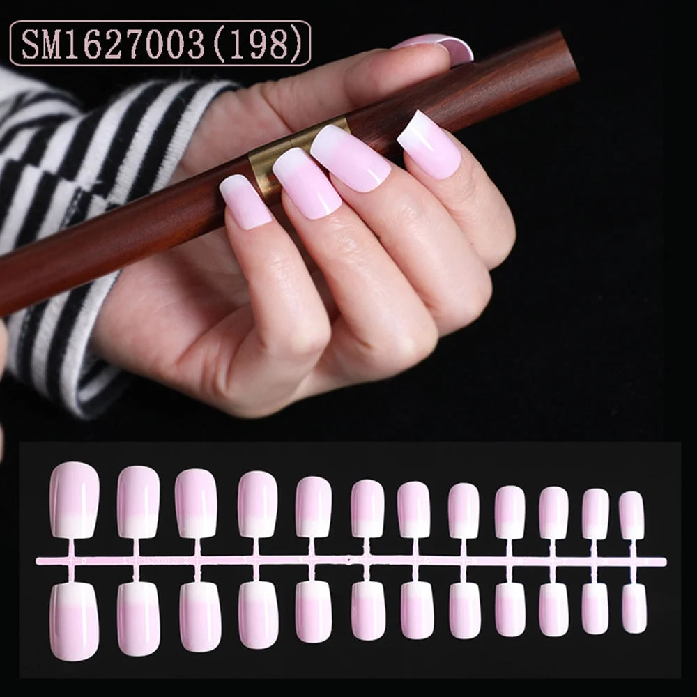 1set/24pcs French Fake Nails Matte /UV False Nail Detachable tips Nail Extension Manicure Art Press On Fake False Nails Beauty-Nail Inspo