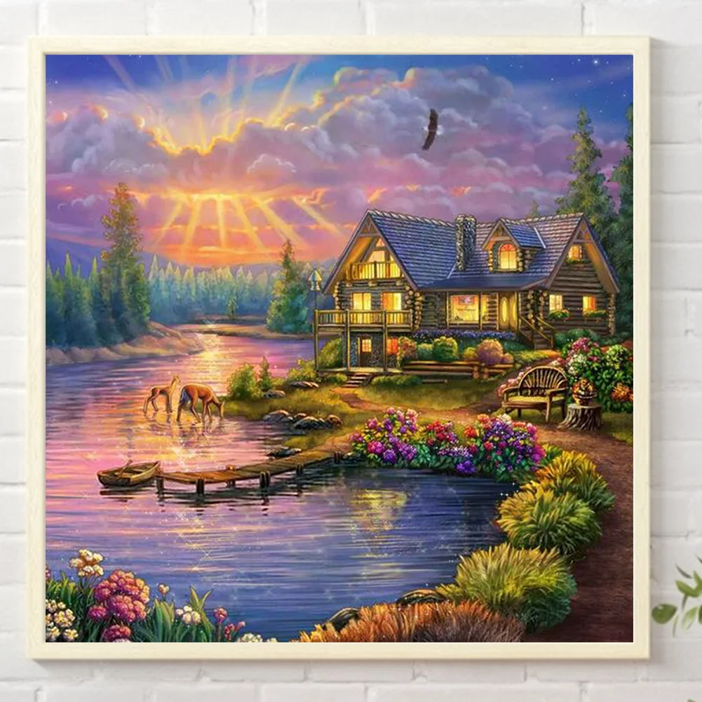 Partial AB Diamond Painting - Full Square Drill - Garden House(Canvas|45*45cm)