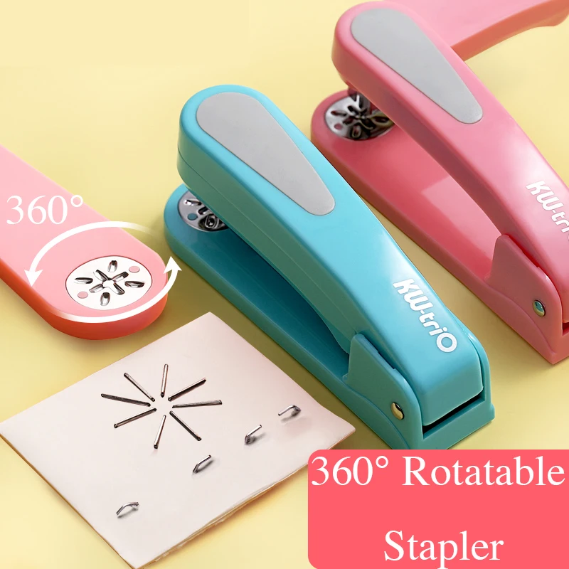 360 Rotation Heavy Duty Stapler Use 24/6 Staples Effortless Long Stapler School Stapler Office Stationery Bookbinding Supplies