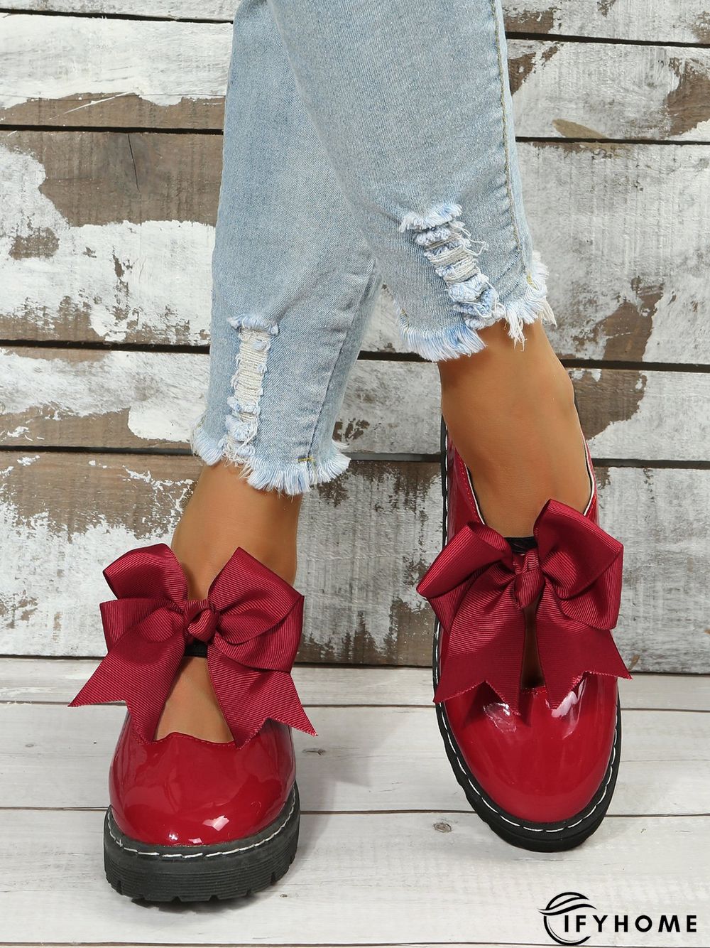Women's Bow Decor Hollow out Slip On Mary Jane Shoes | IFYHOME