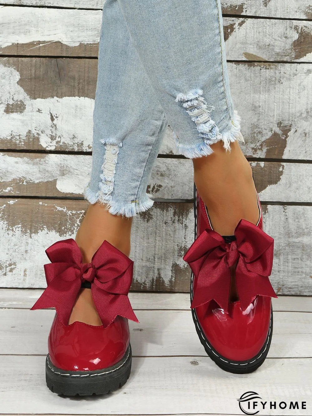 Women's Bow Decor Hollow out Slip On Mary Jane Shoes | IFYHOME