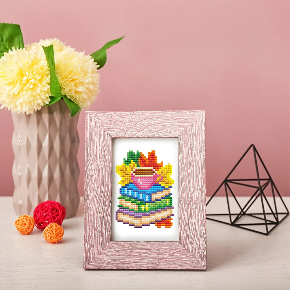 12pcs Autumn DIY Mini Round Diamond Painting for Desktop Decor No Frame(14*19cm)