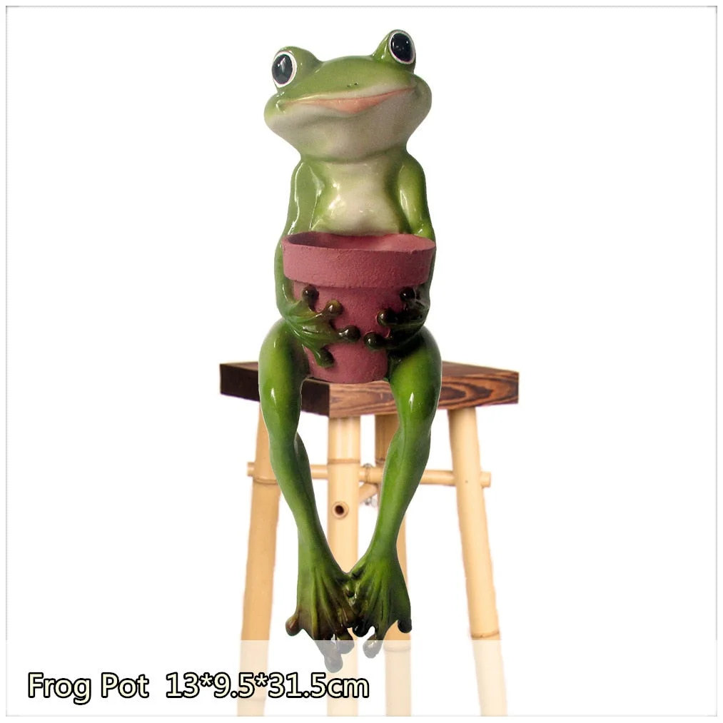 Mini Plant Pot with Cut Frog Flower Pot Fairy Garden Animal Frog Succulent Pot Outdoor Decoration Clay Flowerpot