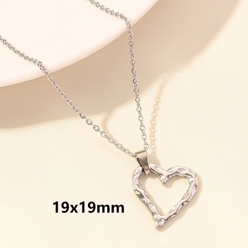 Elegant Minimalist Heart Shape 304 Stainless Steel 18K Gold Plated Plating Hollow Out Pendant Necklace