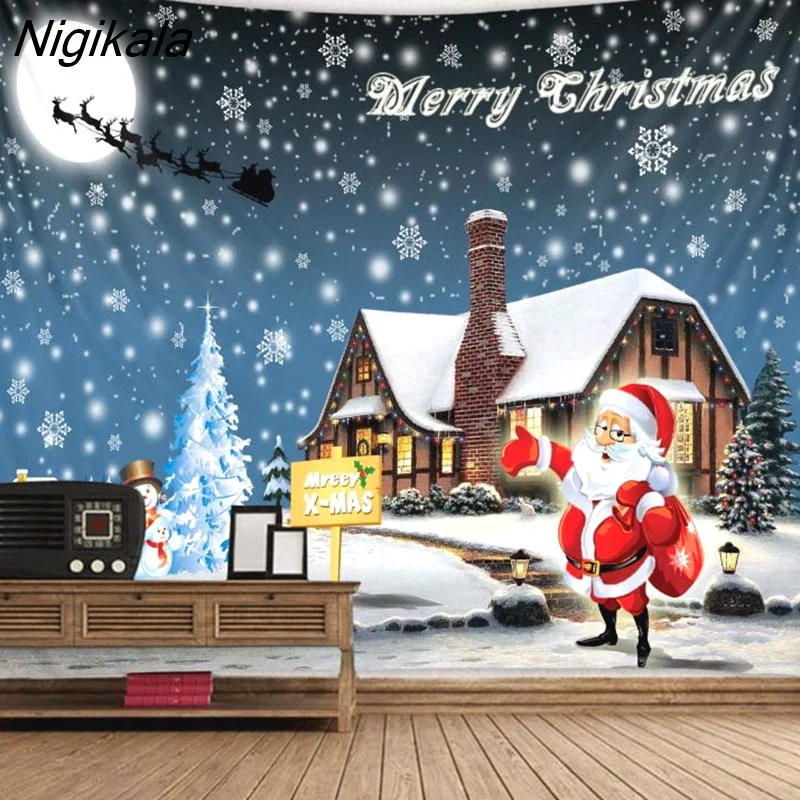 Nigikala Day Decorative Print Tapestry Bedroom Living Room Wall Hanging Tapestry Home Decor Xmas Mat for Christmas New Year