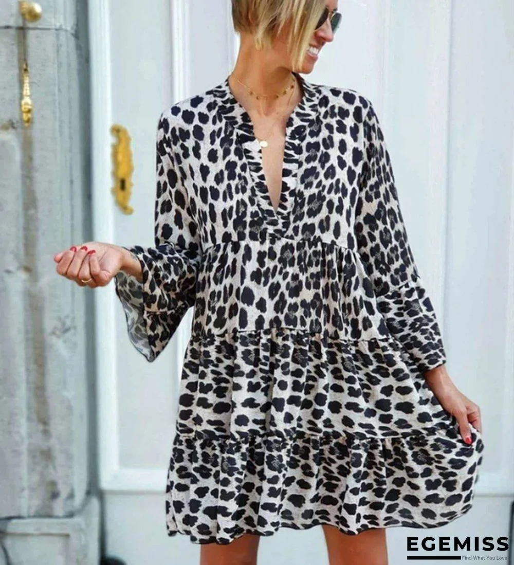 Leopard Print Dress Bohemian Style Dress | EGEMISS