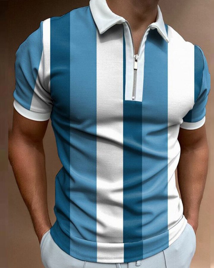 Men's Fashion Colorblock Casual Polo Shirt