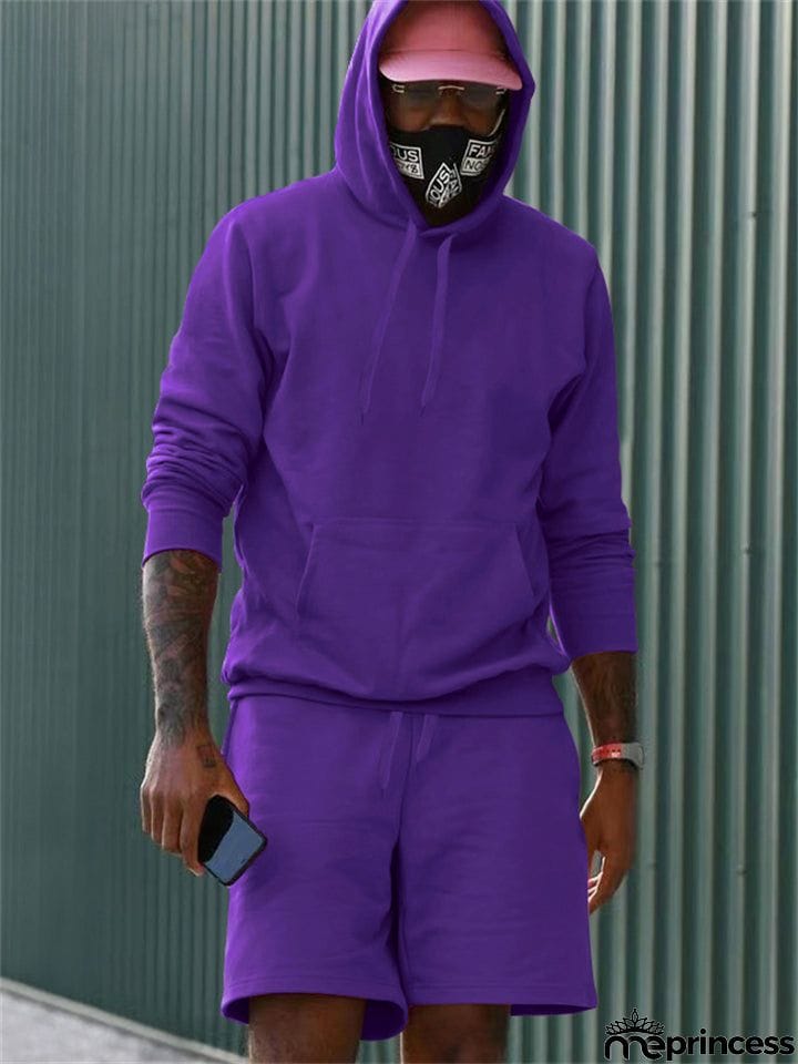 Fleece Casual Solid 2-piece Sports Suit for Men