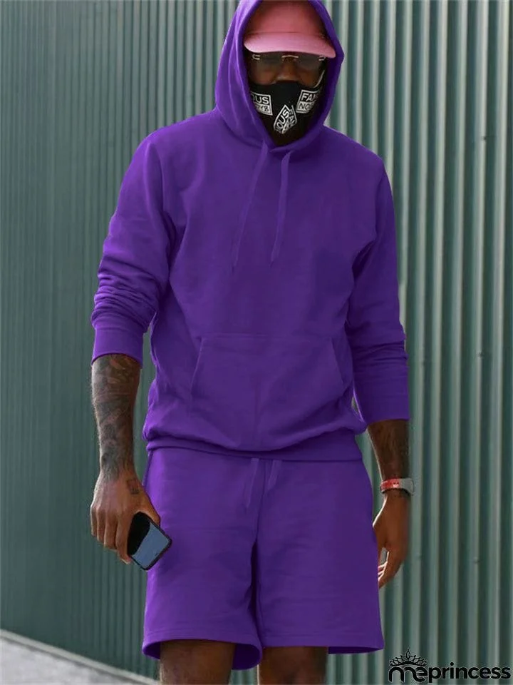 Fleece Casual Solid 2-piece Sports Suit for Men