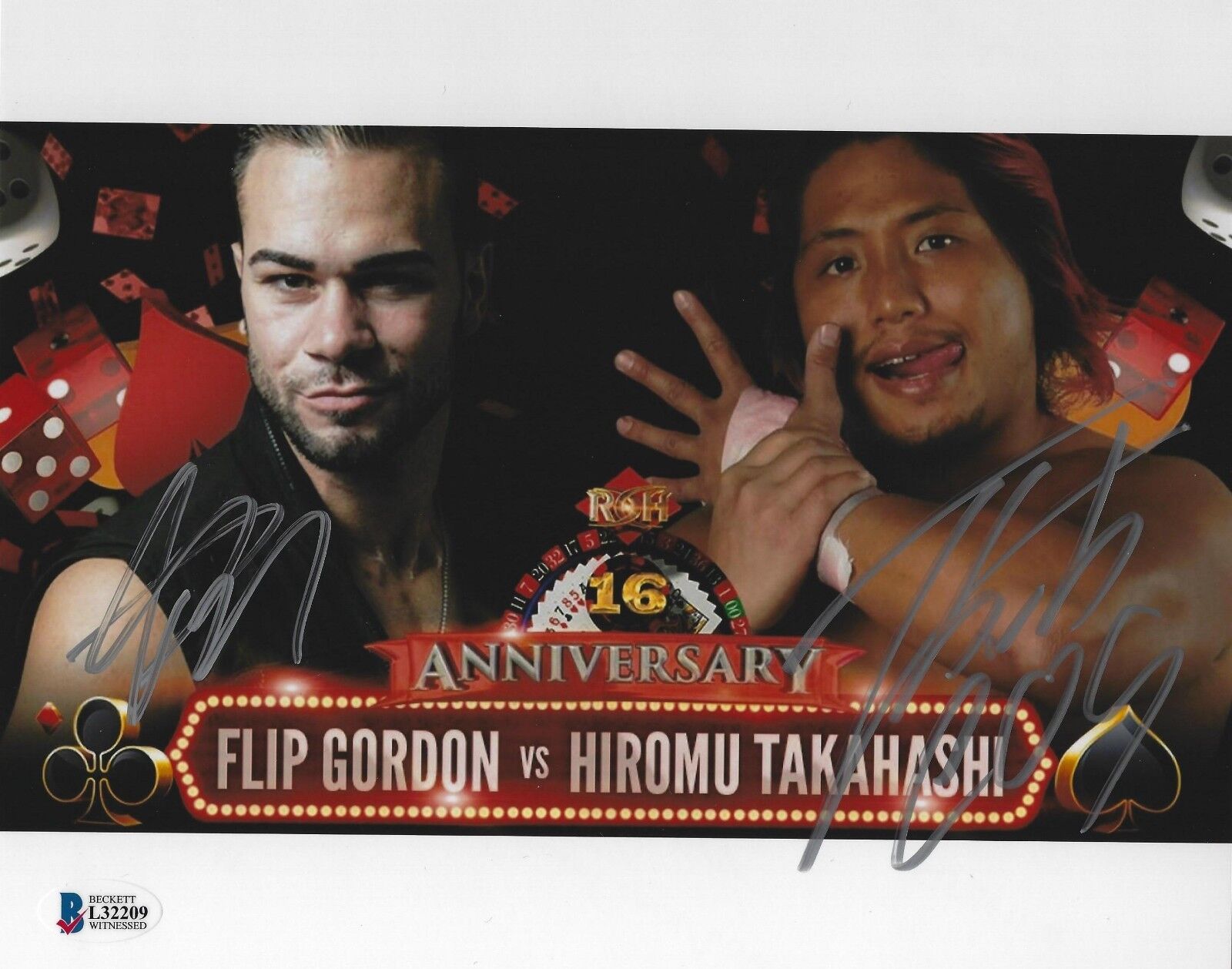 Hiromu Takahashi & Flip Gordon Signed 8x10 Photo Poster painting BAS COA New Japan Pro Wrestling