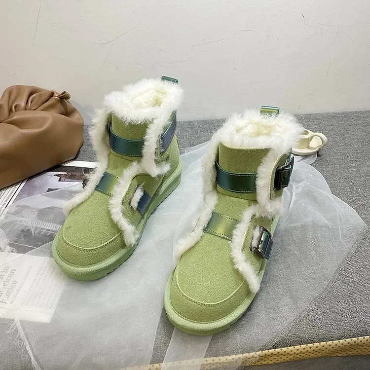 2021 winter high quality snow boots fashionable and comfortable belt buckle thick-soled black snow boots sweet beauty boots
