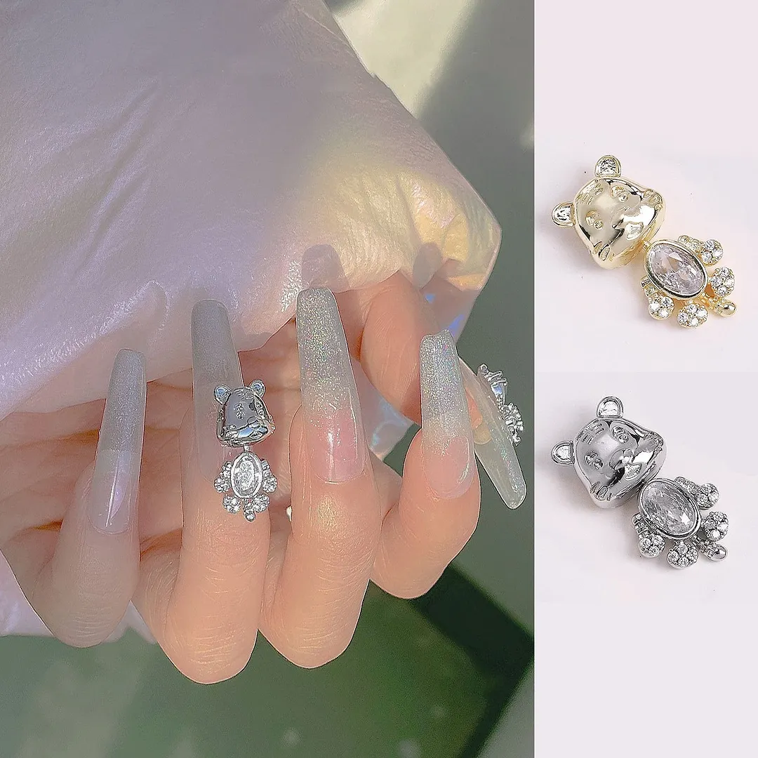 Nail Rhinestones Gold Silver 3D Luxury Tiger Designs 3Pcs/Set Exquisite Alloy Zircon Jewelry Decoration Beauty Salons-Nail Inspo