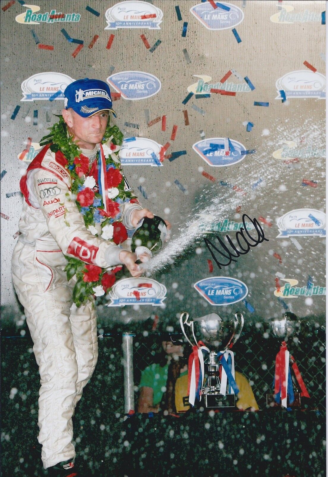 Allan McNISH SIGNED Audi Le MANS Podium WINNER 12x8 Photo Poster painting AFTAL COA Autograph