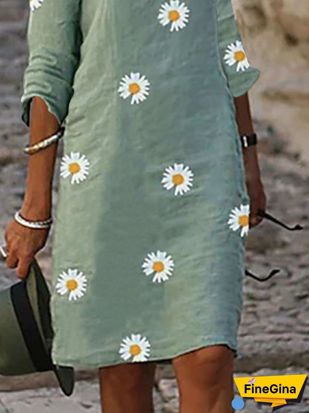 Women Casual Autumn Daisy Polyester Lightweight Daily Loose Best Sell A-Line Dresses