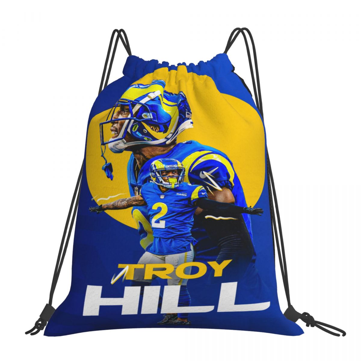 Los Angeles Rams Troy Hill Unisex Drawstring Backpack Bag Travel Sackpack