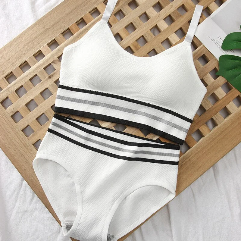 Meet'r Women Bra Panties Set Seamless Top Female Sport Crop Top Beauty Back Bralette Brief Sexy Lingerie Fitness Underwear Set