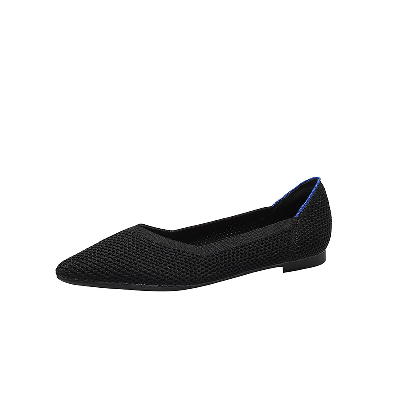 Karastik funky womens shoes 2025 Flat Shoes Women's Spring Summer Knitting Fly Line Luxury Shoes Pointed Flat Single Shoes Fashionable Breathable Non-slip
