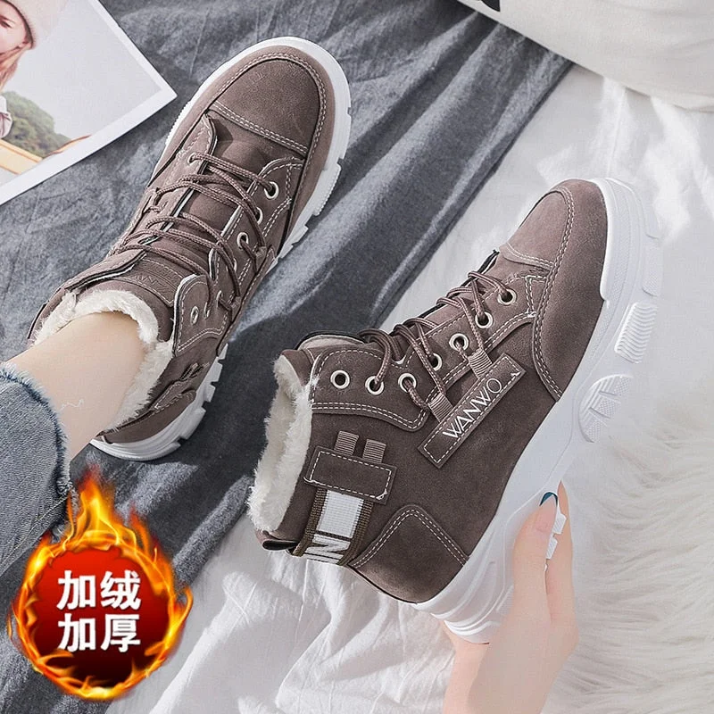 Women Boots 2021 Fashion Platform Snow Boots Women Comfort Winter Women Boots Warm Plush Short Boots Botines Mujer