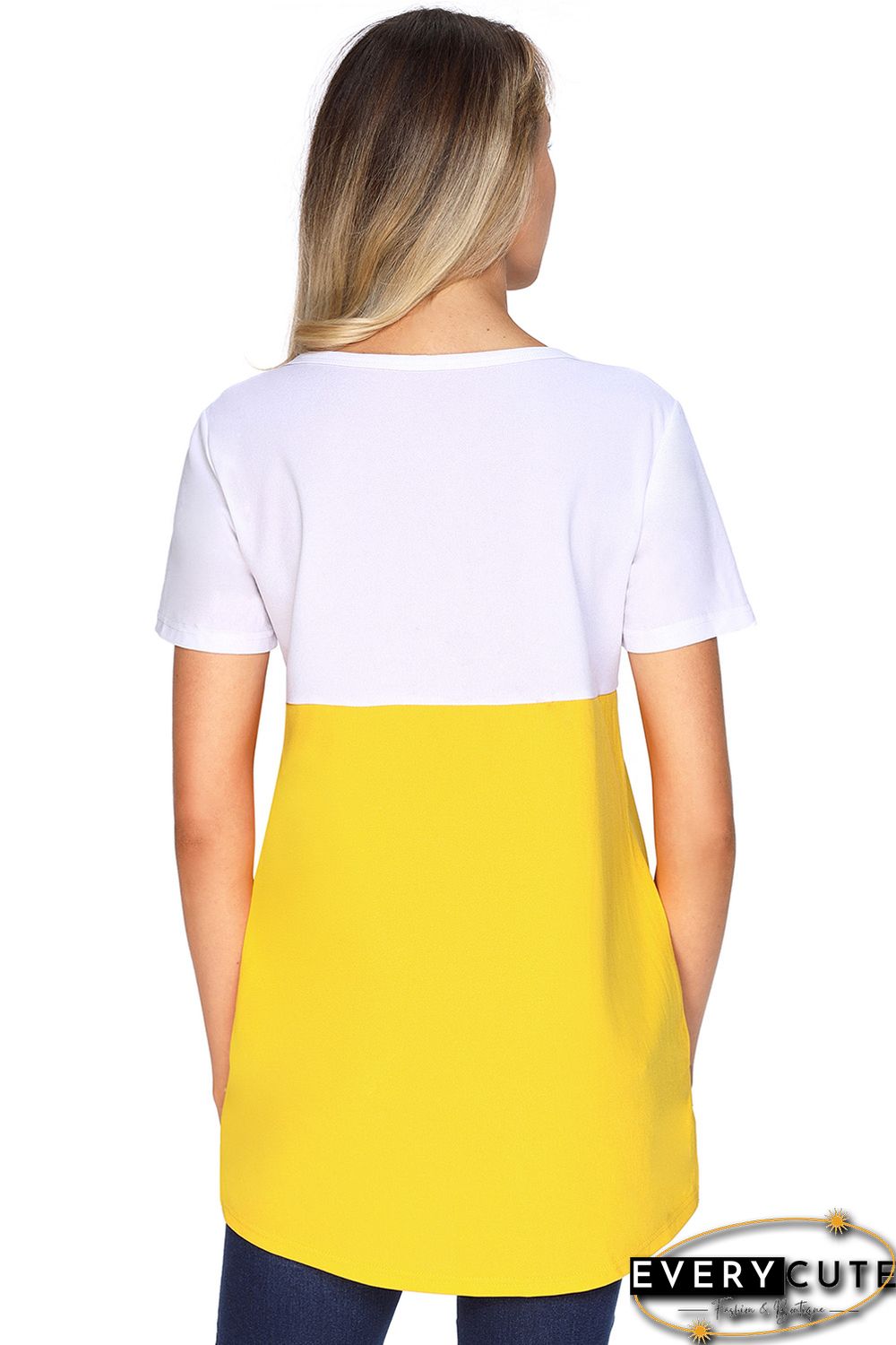 Mustard White Colorblock Pocket Tunic