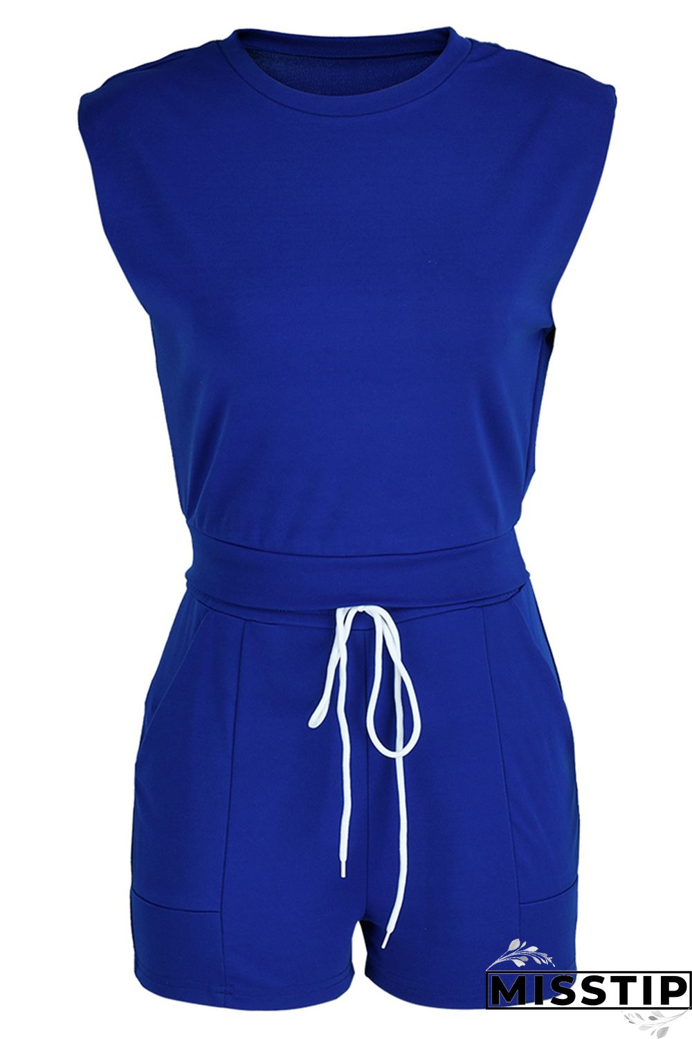 Blue Fashion Casual Solid Basic O Neck Short Sleeve Two Pieces