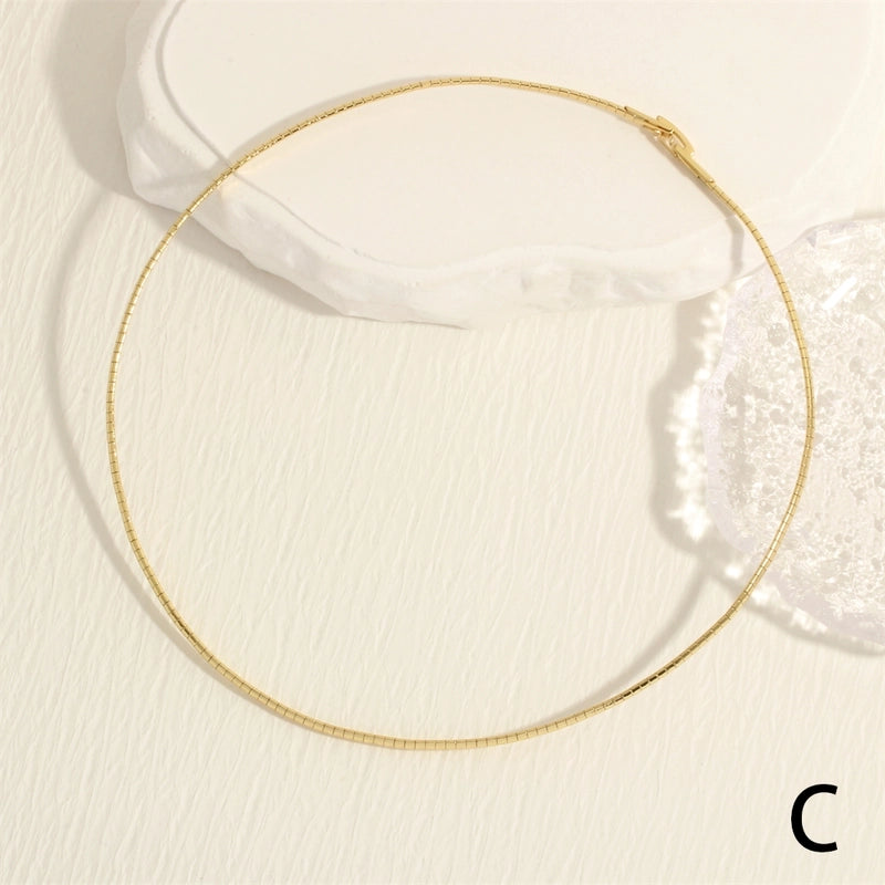 Minimalist Solid Color Copper Plating 18k Gold Plated Choker