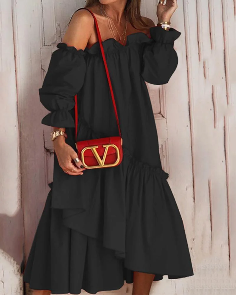 Irregular Off-shoulder One-shoulder Dress