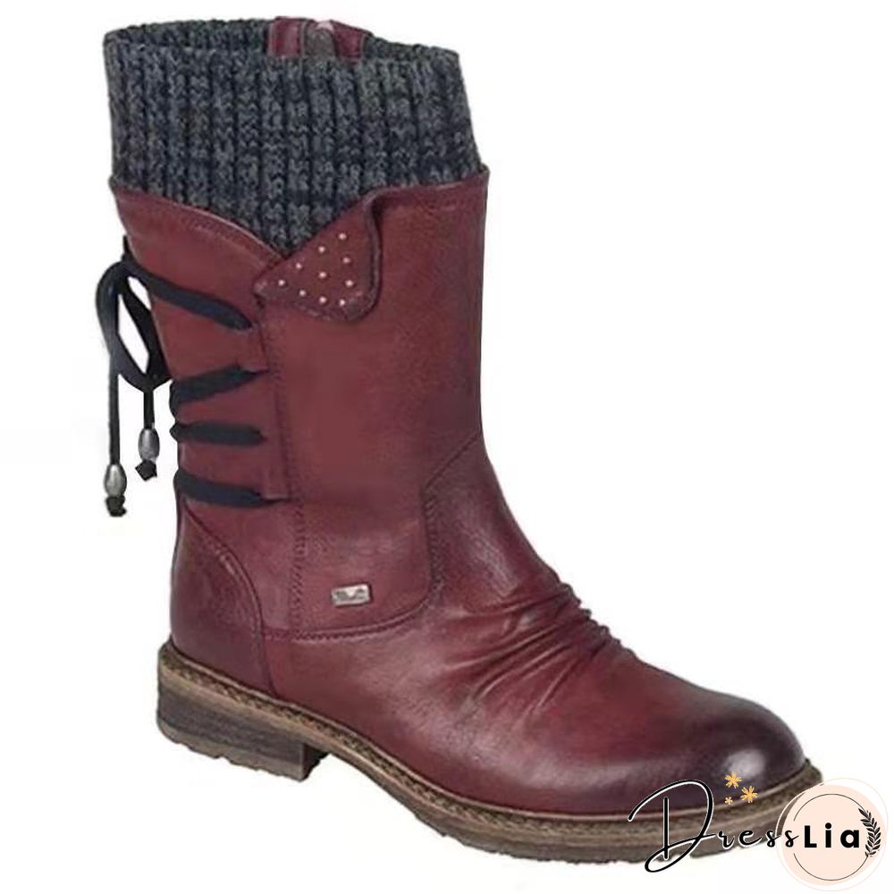 Joint Knit Suede Round Head Shoes