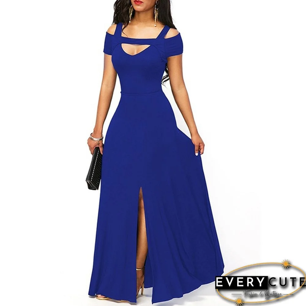Womens Cold Shoulder V Neck Bodycon Prom Evening Club Maxi Long Dresses(3 Colors,S - 5XL)