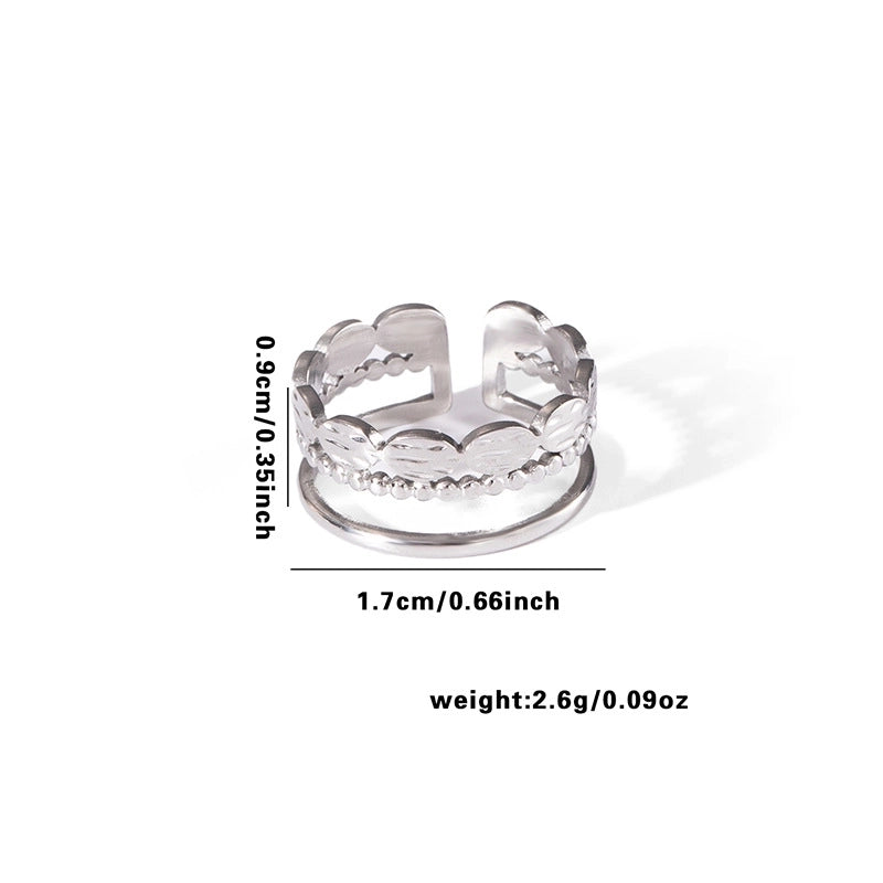 Retro Classic Style Geometric Leaf Snake Titanium Steel Plating Open Rings