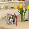 (US Local)Acrylic Special Shape Cardinal and Flower Diamond Painting Picture Frame Kit