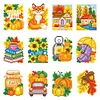 12pcs Autumn DIY Mini Round Diamond Painting Set 14x19cm