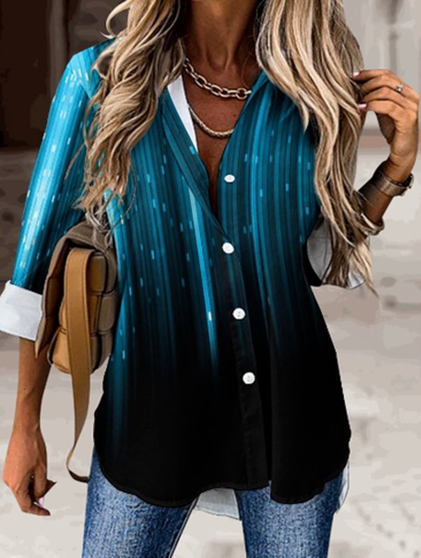 Gradient Printed Casual Women's Blouse