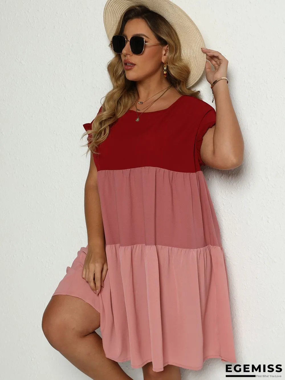 Contrast Color High Waist Loose Dress | EGEMISS