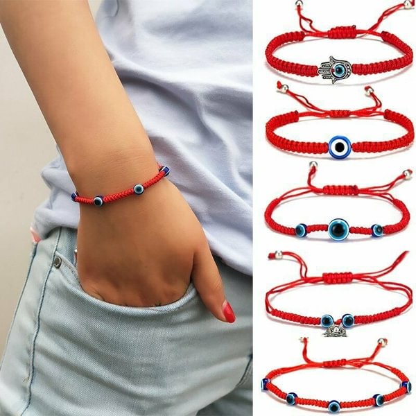 Lucky Handmade Red String Thread Rope Alloy Pendant Bracelet Blue Turkish Evil Eye Charm Bracelets for Women Men Friendship Jewelry Gift - Shop Trendy Women's Fashion | TeeYours