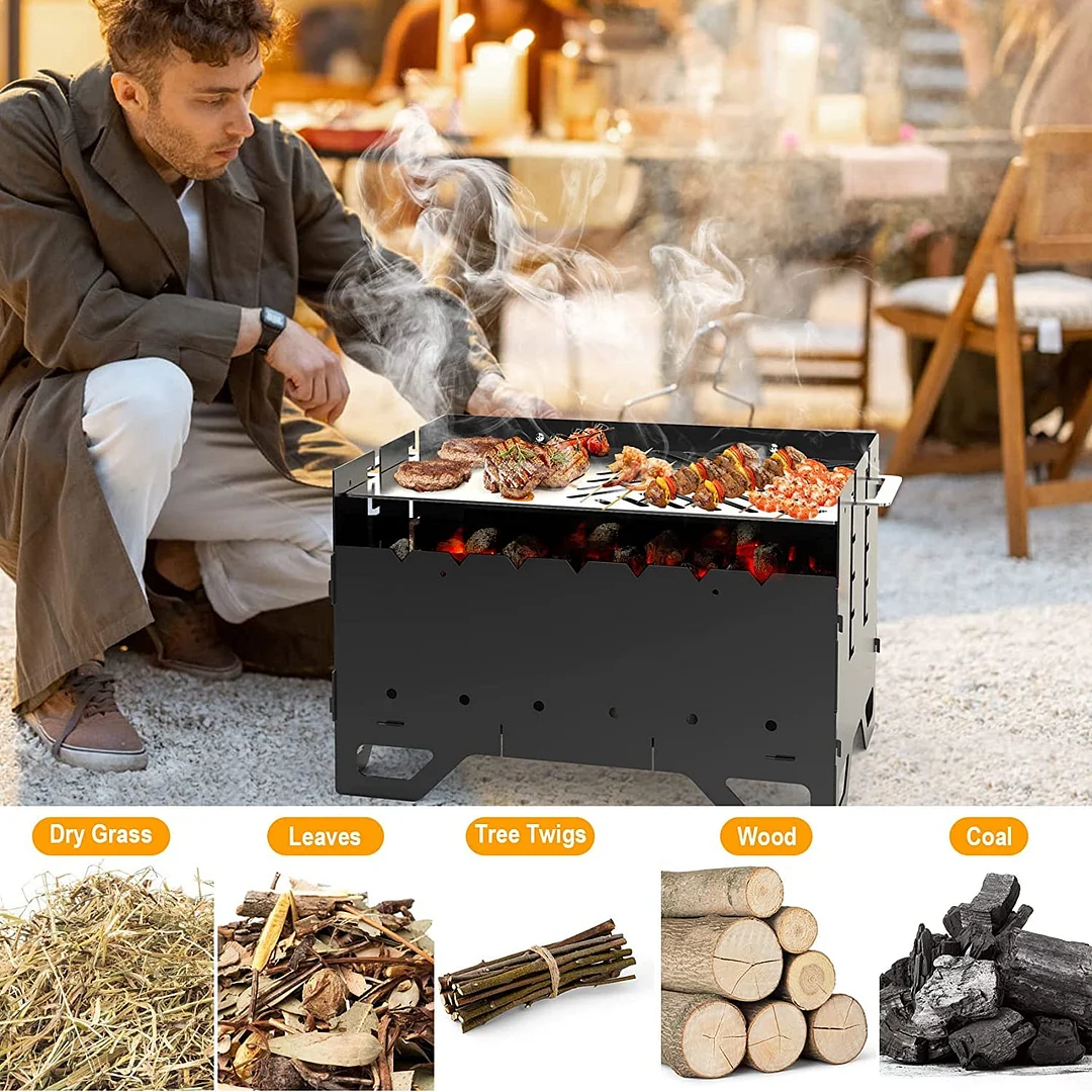 Foldable Charcoal Grill Barbecue Smoker 