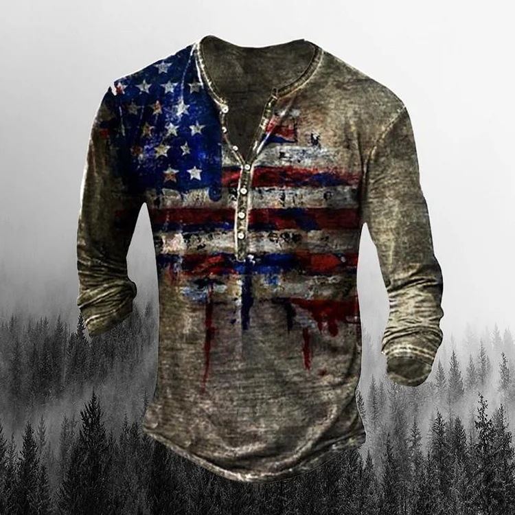 Henry American Flag Print T-Shirt