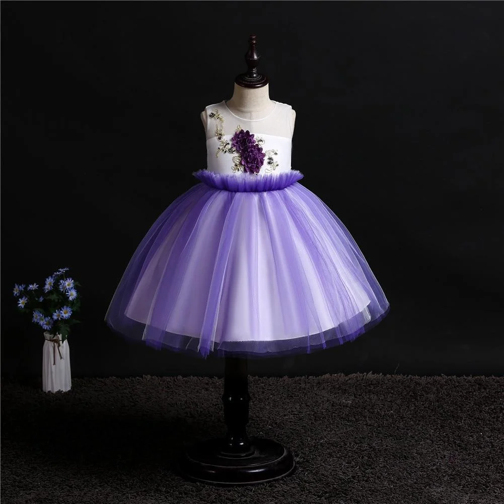 Western Style Flower Girl Wedding Clothing Layered Fluffy Princess Dress Piano Children's Performance Customer For 6 Years Old  