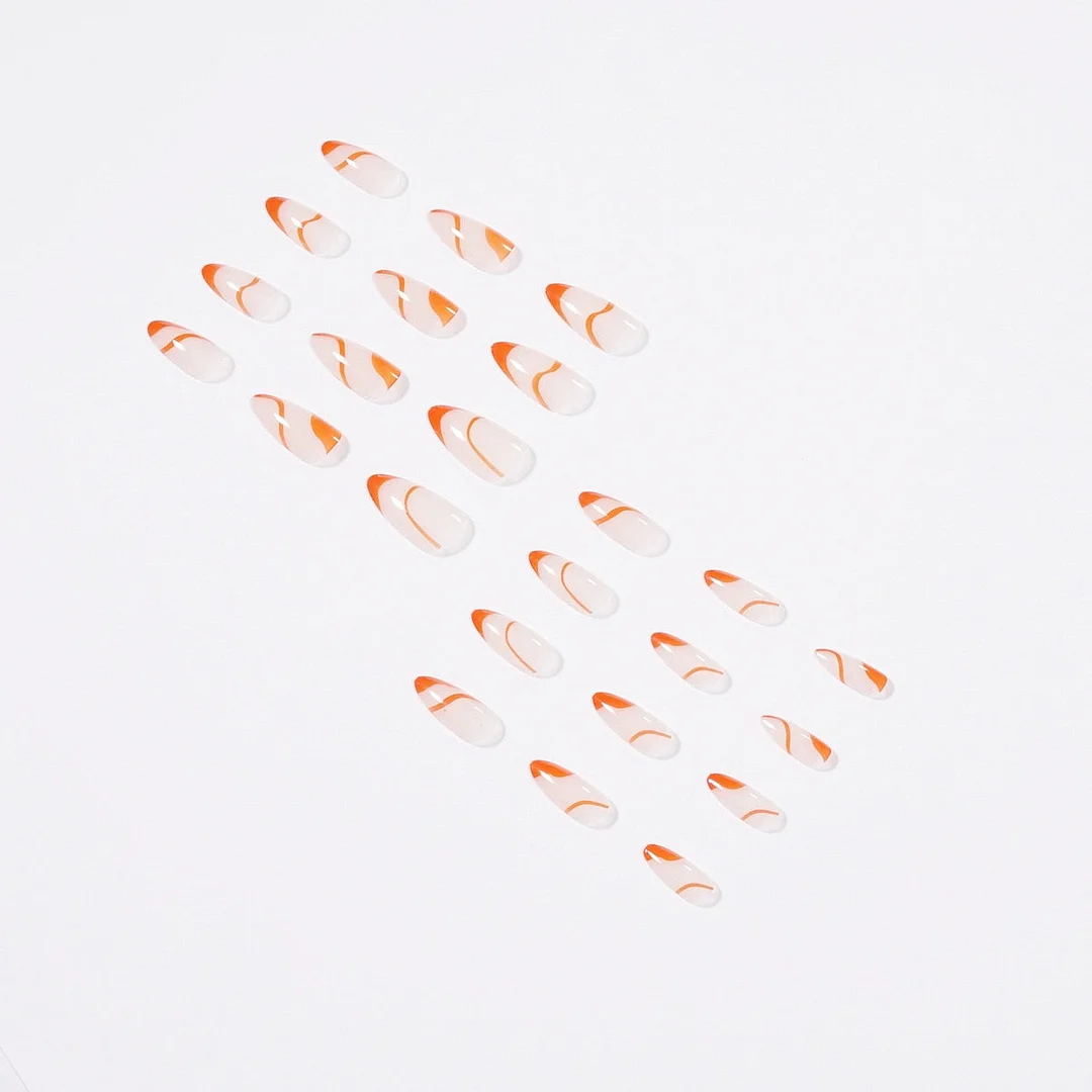 Fake Nails Autumn Orange French Full Cover Fake Nails DIY Glue Press On Nails Nail Supplies For Professionals-Nail Inspo