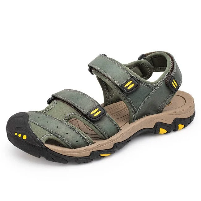 MIXIDELAI New Fashion Summer Outdoor Beach Breathable Men Sandals Genuine Leather Men's Sandal Man Causal Shoes Plus Size 39-47