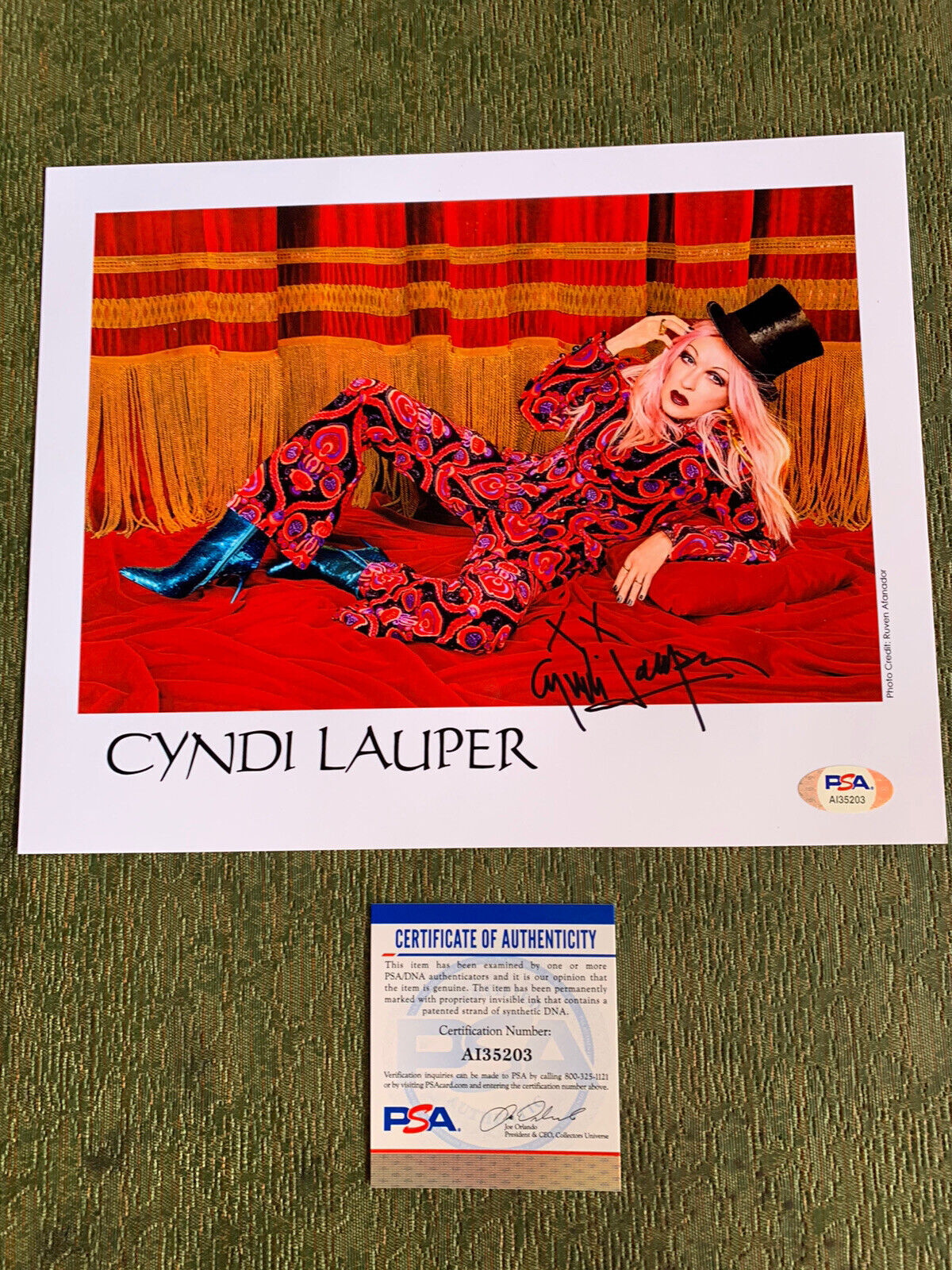 cyndi lauper signed 8x10 Photo Poster painting Pic Auto Psa Coa