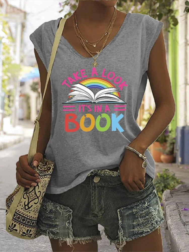 Take a Look It's in a Book V Neck T-shirt Tees-06700-Annaletters