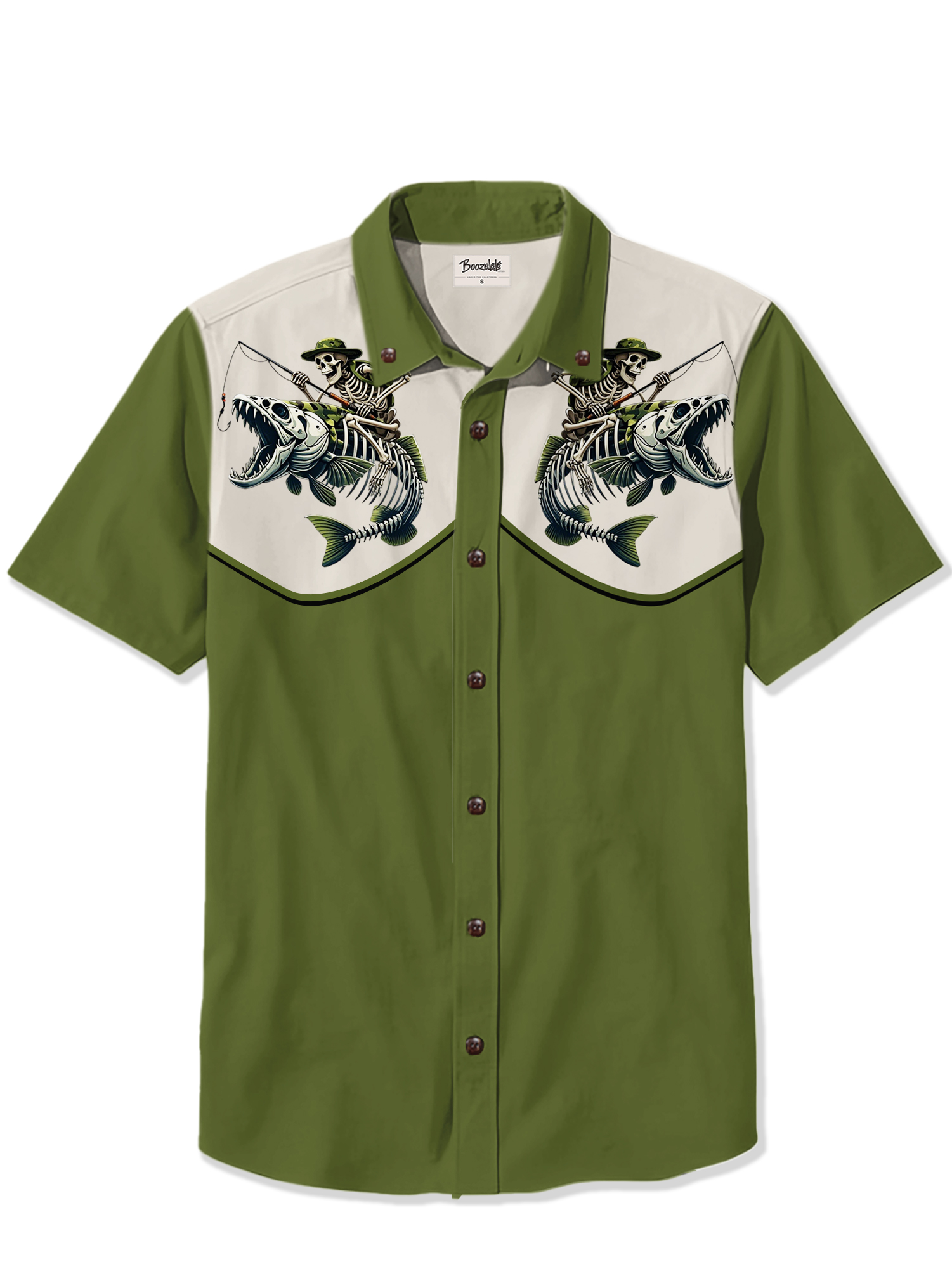 Camouflage Skeleton And Fish - 100% Cotton Shirt