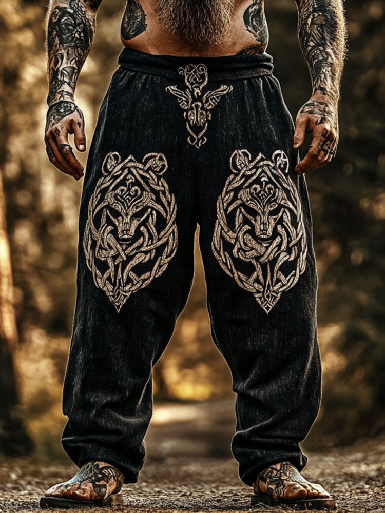 Men's Vintage Viking Celtic Emblem Art Pants / Rvogue / Rvogue