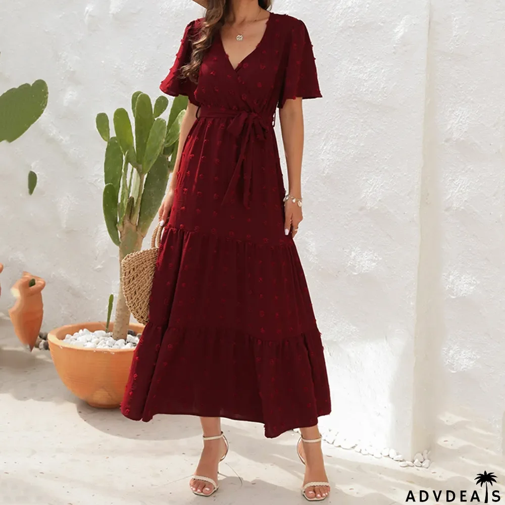 Women's Elegant V Neck High Waist Camisole Casual Fashion Maxi Dress