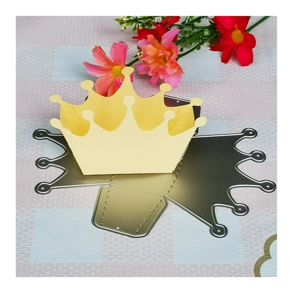 Crown Shape Gift Box Metal Cutting Die Stencil Template for DIY Embossing Paper Photo Album Gift Cards Making Scrapbook Dies Cut