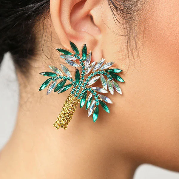 Coconut Palm Undeniable Rhinestone Earrings