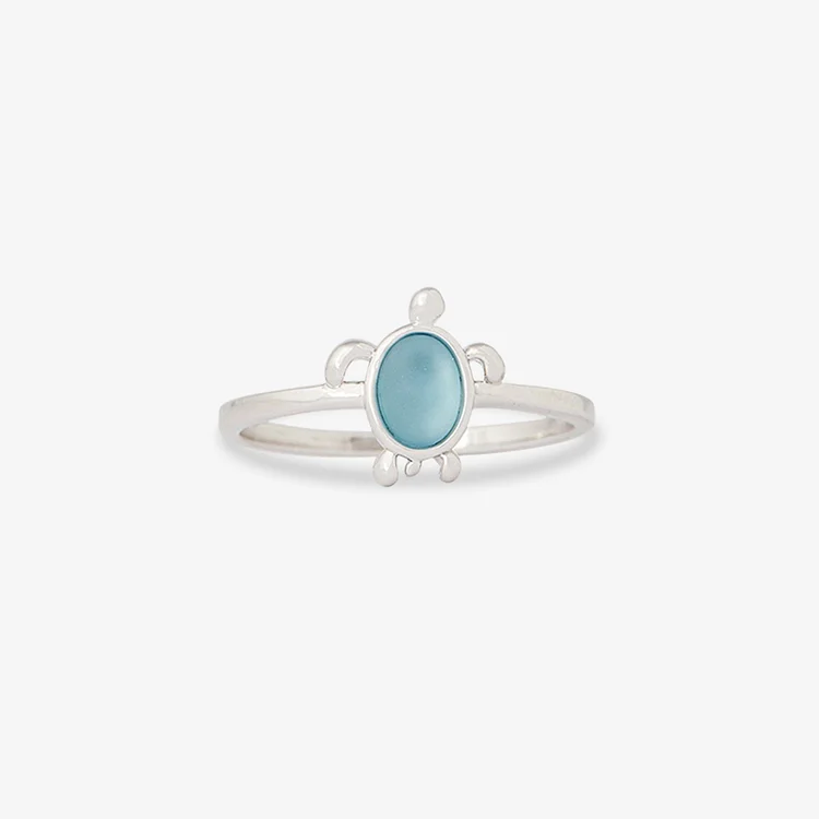 Sea Seeker Turtle Sea Glass Ring